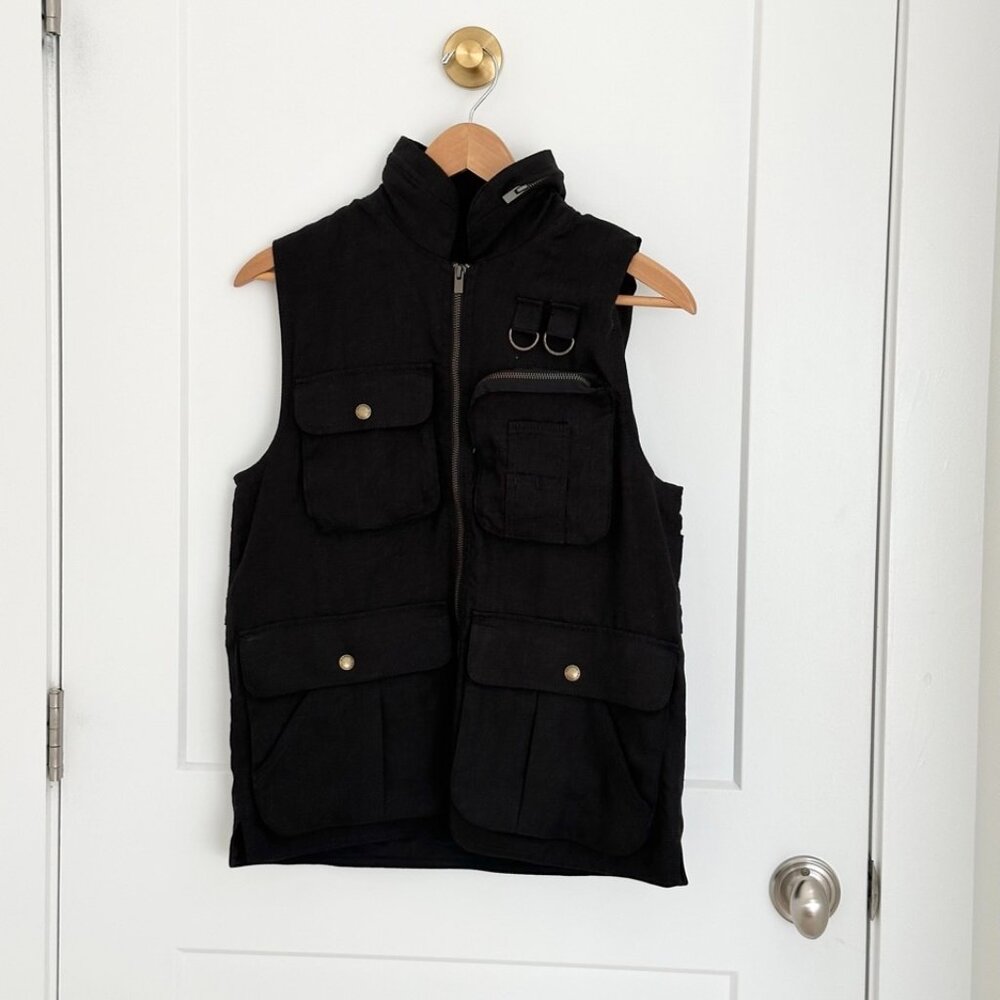 BANANA REPUBLIC BLACK CANVAS VEST SIZE S